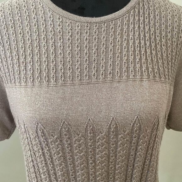 Alfred Dunner Cable Knit Sweater Medium Taupe Texture Round Neck - Picture 3 of 8